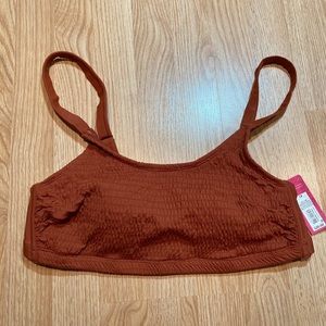 NWT Xhilaration‎ orange gathered swim bikini top 1X